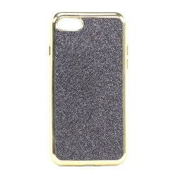 iPhone 7 Plus Glitter Sparkly Golden Chrome Case (Black)